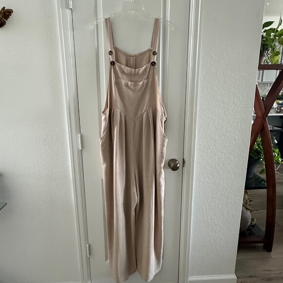 Womens Utcoco Collection Linen Blend Wide-Leg Overalls - Picture 2 of 12